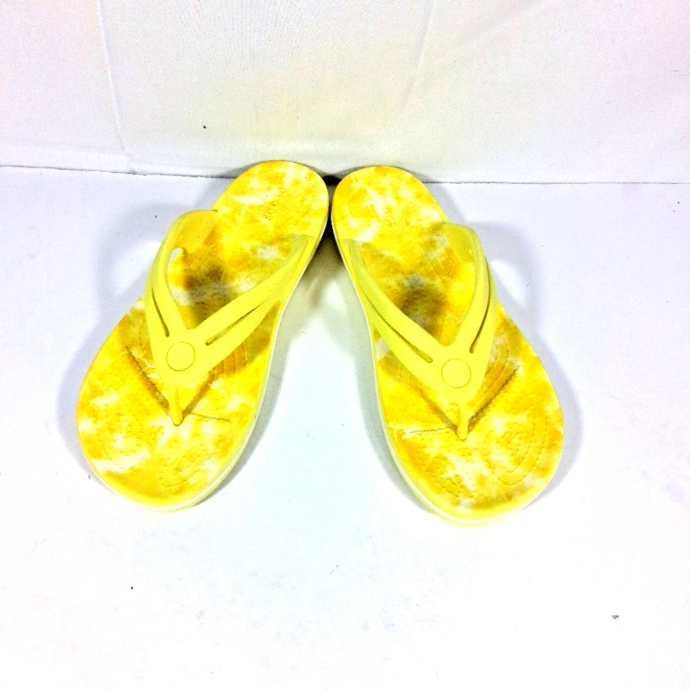 Crocs Size 9 Women's Tie Dye Bright YellowTropical Sandals/Flip Flops